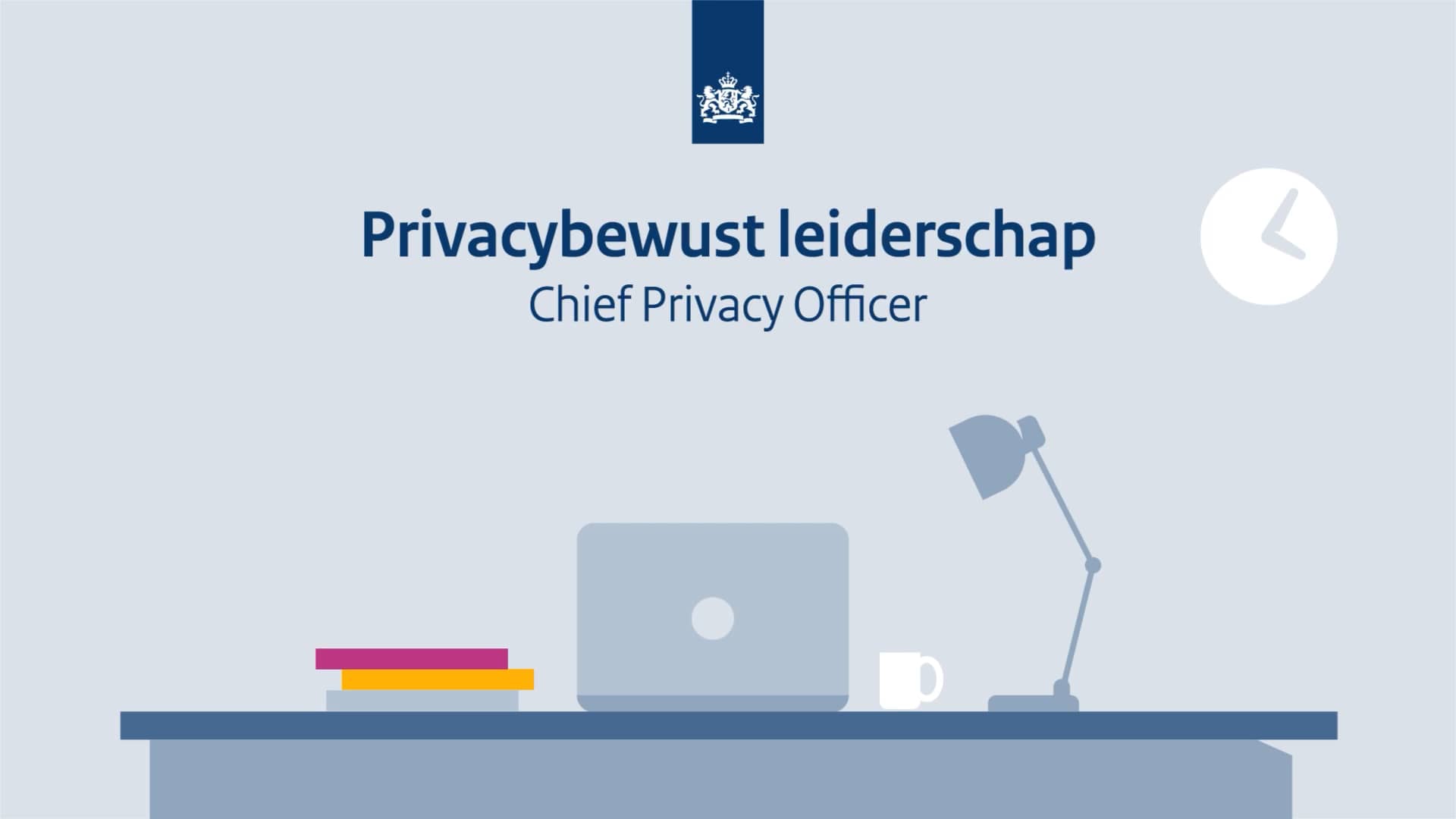 Bureau in rijksillustratiestijl met tekst 'Privacybewust leiderschap: Chief Privacy Officer'