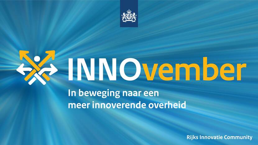 Logo INNOvember met tekst 'In beweging naar een meer innoverende overheid: 1-29 november 2024'